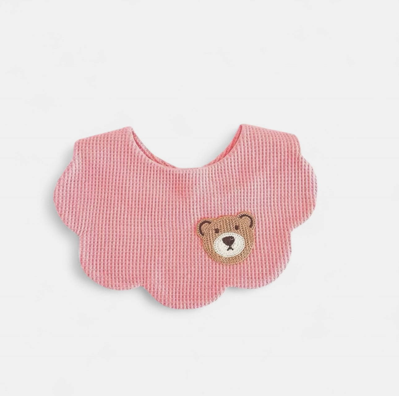 Babero Waffle Teddy Rosa