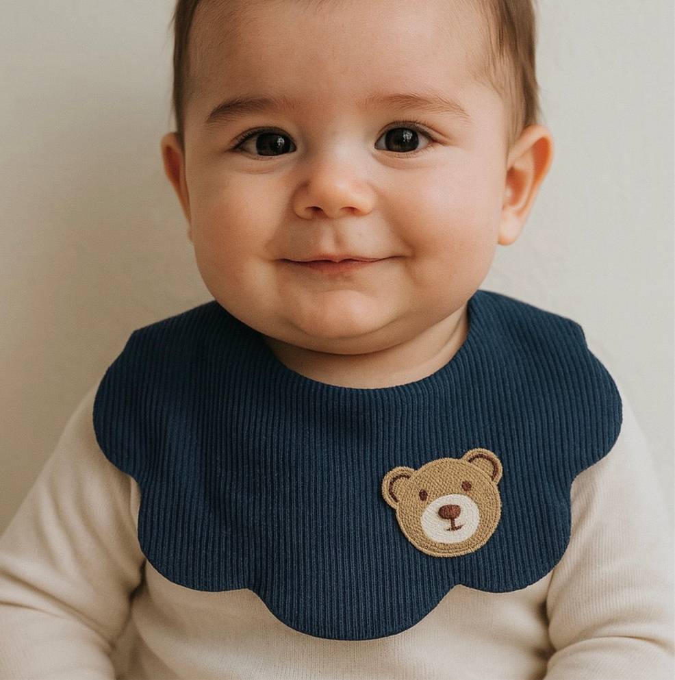 Babero Waffle Teddy Azul