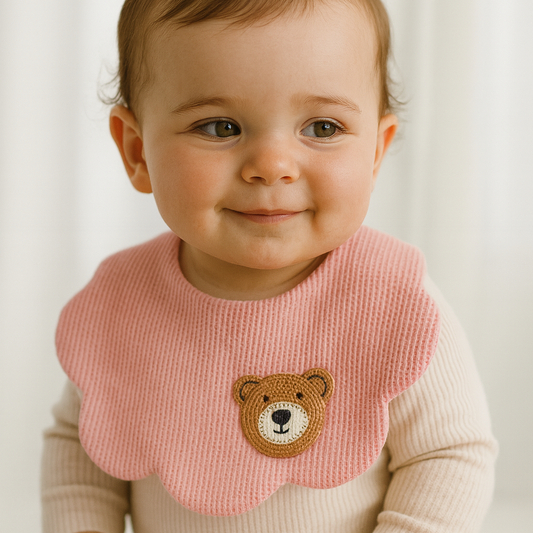 Babero Waffle Teddy Rosa